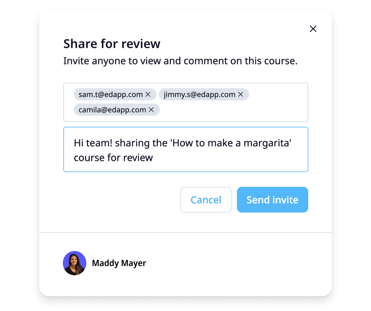 Invite people to review the course